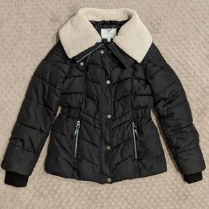 Lucky Brand black faux sherpa lined puffer jacket